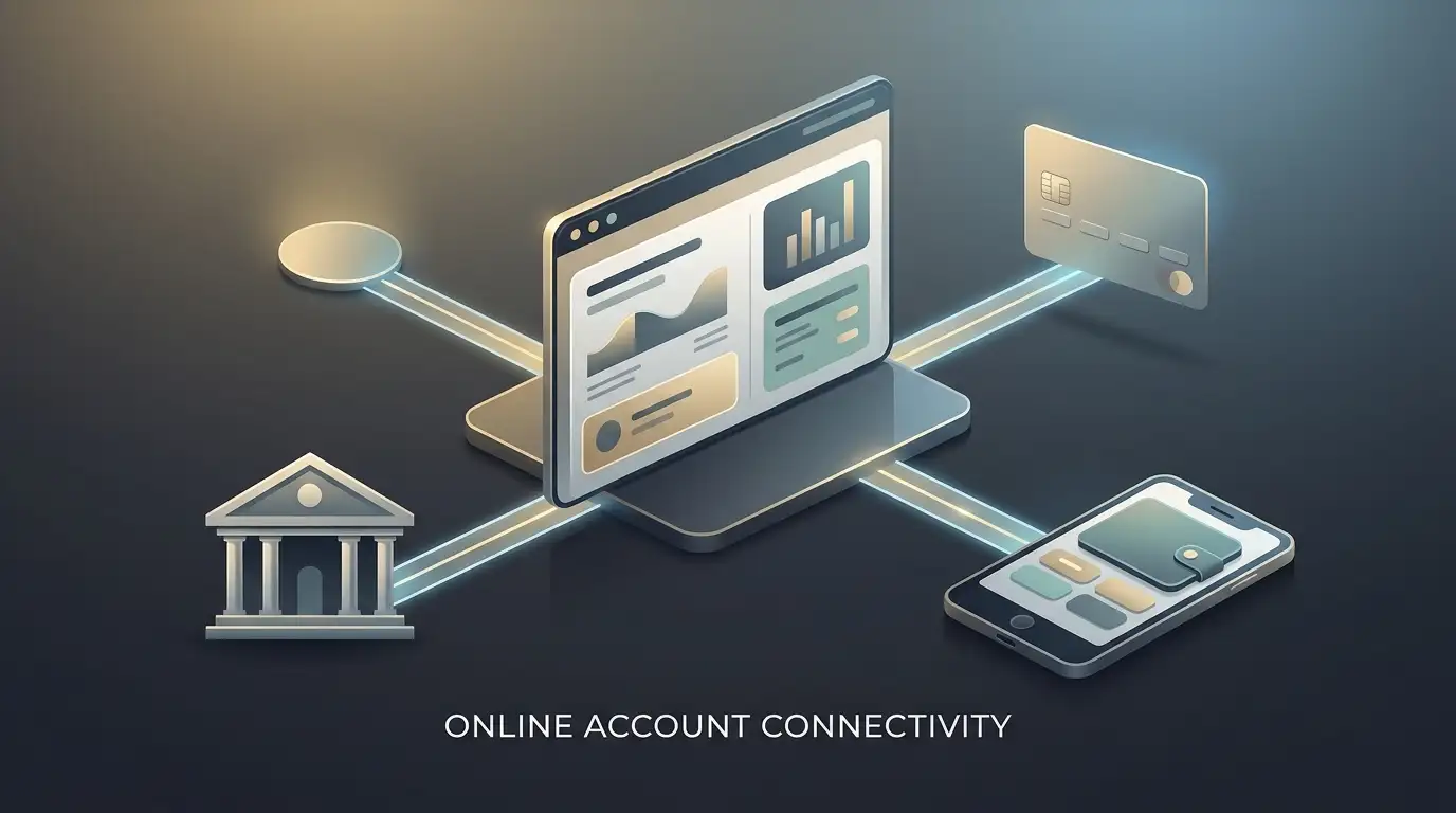 Editorial illustration of online casino banking